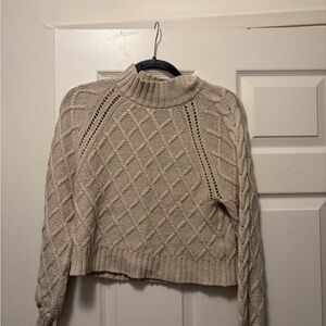 American Eagle Outfitters Beige Cable Knit Sweater